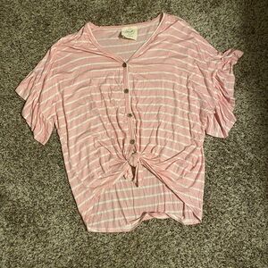 Fantastic Fawn Pink Striped Button-Down Top
